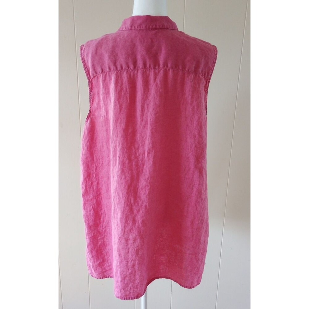 J.Jill Love Linen Tunic Button Front Shirt Pink XL Sleeveless Casual Summer - Picture 6 of 10